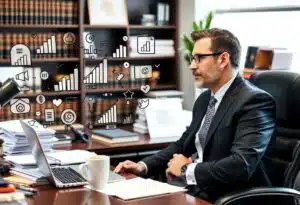 Top Marketing Tips For Law Offices - attorney at his desk contemplating best marketing strategies